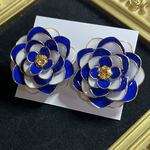 【日替わりゲリラセール￥5350→￥3350】1粒牡丹の耳飾り 【ラピスブルー×ホワイト】大ぶり 成人式 ピアス イヤリング