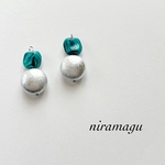 blue marble＊silver beads pierce