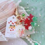 はむはむHappyXmas ハンドメイドレジン　キーホルダー　ハンドメイドキーホルダー　クリスマス