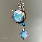 魔法の夜を閉じ込めた懐中時計／月の満ち欠け・青の宇宙レジン　蓄光