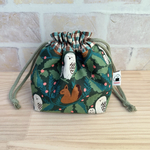 保温保冷🍙おにぎり巾着袋 kippis森の平和柄 お弁当袋 遠足 ピクニック おにぎり入れ おむすび ランチ巾着 北欧