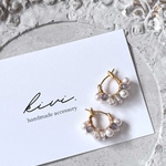 lumière フープピアス/イヤリング　パール　アイオライト　ホワイトトパーズ　ゴールド　小ぶり