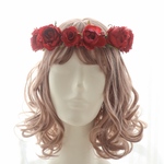 花冠　花かんむり　赤　赤色　還暦　還暦祝い　薔薇　ローズ　ラン　蘭　コスモス　アネモネ　ヘッドドレス　ヘアアクセサリ　結婚式　ウェディング　発表会　パーティー