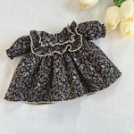 花柄ブラックワンピース/26cmドール服/ビオラワンピース