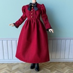 22㎝ドール服　シックな　レトロワンピース