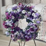 華やかなフリルビオラとイベリスの寄せ植えリース　　☆*:.｡.  幸せのwreath  「 with gratitude  」  .｡.:*☆   　