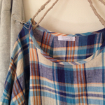 くったりネル チェックの後ろドレープのプルオーバー
