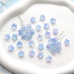 新作★10mm 桜　ネモフィラ　勿忘草　お花のガラスビーズ  オパールグリーングリッター×ブルー系レインボーグラデーション