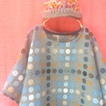 【冬の新作・重ね着】 ウール混*カラフル 水玉チュニック blue