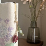 チューリップブックマーカー（深紅）　赤　しおり　栞　読書　本