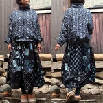 古布 色絣のロングバルーンスカート｜ゆったり 体型カバー レディース