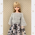 ジェニーちゃん　服　(セーター、スカート、ニットブーツ、ピアス)4点セット　no.192