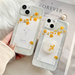 金木犀 華奢で上品なキンモクセイ 𓂃 𓈒 押し花スマホリング ソケット 押し花スマホケース【ハイブリッドケース対応可】全機種対応 