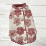pink×peach-pink  もこもこフラワー　Open back vest  S