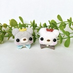 SALE もこグマさん　クラウン　羊毛フェルトブローチ