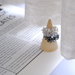 【調節可能】 farfalle ring ファルファーレリング スライドボールリング サージカルステンレス 316 つぶつぶ ファルファーレ チェコビーズ クリア グレー ブラック 透明感 