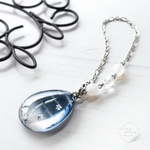 雨の雫 -十二月の庭- バッグチャーム ｜押し花・レジン・パープル・透明感