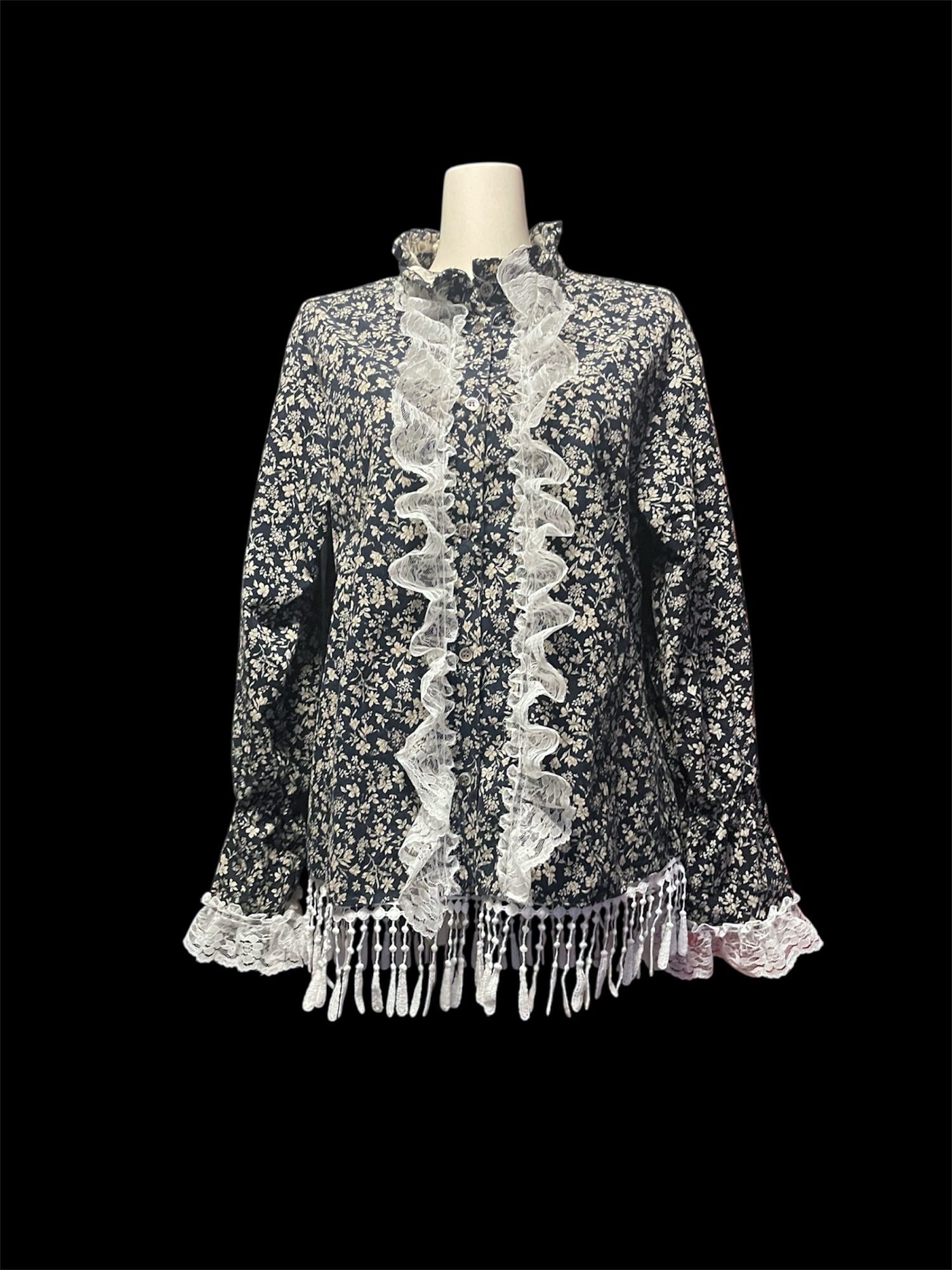 Midnight Floral Ruffle Blouse