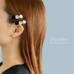 2個★パールビジュー×ベロア ヘアクリップ★ミニ 小さめ 上品 髪留め ヘアアクセサリー 簡単ヘアアレンジ♪ piccolino's select ★ブラック