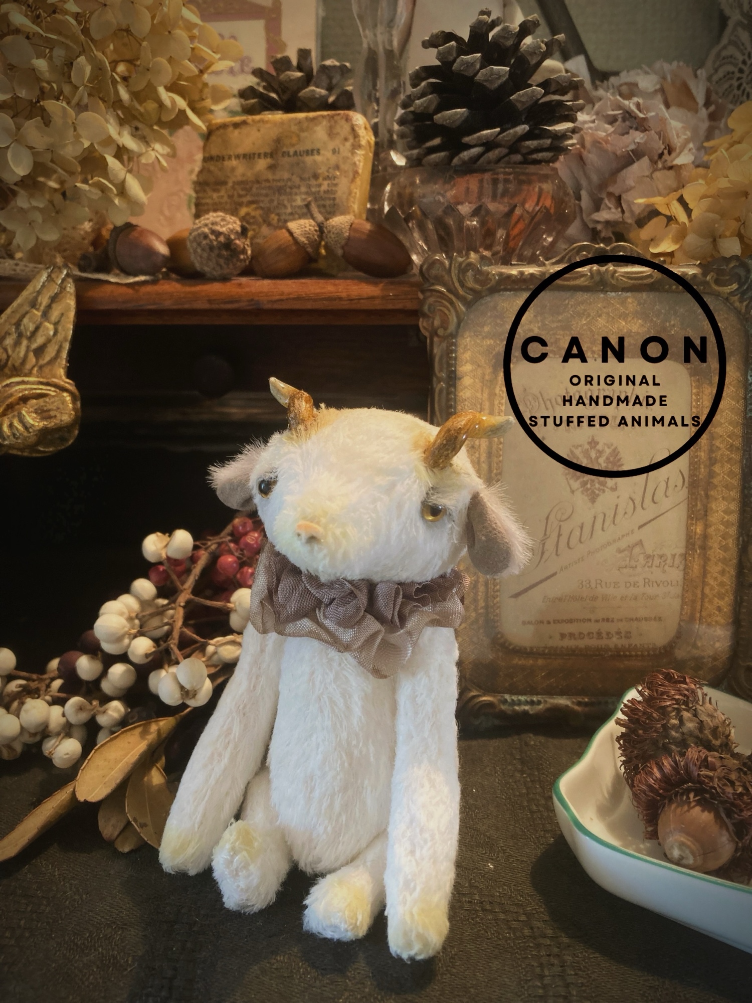 ☆CANON☆アンティーク風 ひつじのハンドメイドぬいぐるみ｜やさしい