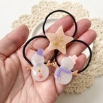 ❤️土日限定100円off❤️ キッズ レジン mini雪だるまと 星のヘアゴム🉐 お得な3つセット Shiny beige