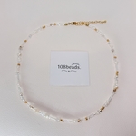 【mix necklace🥣】 ホワイト × ゴールド　淡水パール　ビーズネックレス