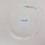 【mix necklace🥣】 ホワイト × クリア　淡水パール　ビーズネックレス