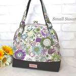 大きめ がま口 バッグ リバティ 帆布  Small Susanna　持ち手の長さ調節可 ♪ 