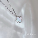 高品質 mini マザーオブパール × シルバー 「希望・信仰・愛情・幸福」四葉 クローバー ネックレス 刻印あり