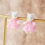 ねこの𓊆mina𓊇ピンクドレスのピアス/イヤリング