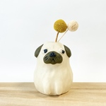 【受注生産】パグの一輪挿し(中サイズ)