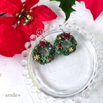 クリスマス リース ピアス/イヤリング