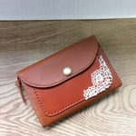 lovelycm様オーダー＊革のミニ財布＊ブラウン×レース
