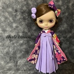 ブライス 服  着物 振袖＆袴 紫系