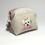 yui-0817様オーダー品☆犬の手刺繍のキャラメルポーチ