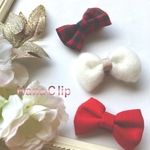 秋冬もこもこリボン♡ベビーヘアクリップ３本セットMS