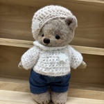 ハンドメイド　雪❄️の季節🥶着替えて遊ぼ‼️スノークリスタルセーター&ベレー帽を被ったテディベア風クマさん🧸ぬいぐるみ