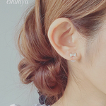 Crystal Ribbon&Pearl Pierce