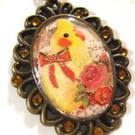 オカメインコと薔薇のナチュラルロングネックレス_204　s1