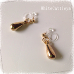 ゴールドの雫ノンホールピアス