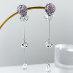 【大好評のシルバー】レジン 花 フラワー クリア お呼ばれ ブルー 揺れるピアス 揺れるイヤリング クリア 華奢 結婚式 ウェディング ラッピング