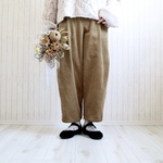 【10月下旬頃発送】コーデュロイのデイリーオーバルパンツ(アイボリー/カーキ/ゴールドブラウン)｜低身長さんのためのナチュラル服ELLIE(エリー)