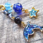 ◇1901再販４ 🌠オーロラの流星群　蒼い銀河のイルカ🐬🌟 ※ストラップ・バッグチャームに変更可能