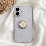 お花のスマホリング付きケース ゴールド アイフォン スマホケース 背面カバー iPhone17 iPhone16など 全機種対応