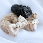（emorinaさま専用）ふわもこツイード ファーシュシュ　くすみカラー8色・ダブルリボン・親子お揃い　ギフトにも🎁