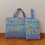 レッスンバッグ＆上履き入れ＊新幹線＊ライトブルー