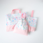 【 サイズが選べる 】 入園入学3点セット ＊ terrazzo ピンク×ブルー ＊ レッスンバッグ お着替え袋 上履き入れ