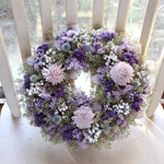 (30cm)  ピンクパープルのお花畑リース/ドライフラワー/誕生日プレゼント/ウィンター/クリスマス