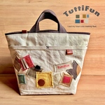 tuttifun＊Random Square Pocket Canvas Tote     A209