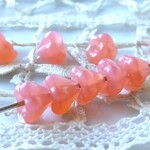 花　ピンクオレンジ　チェコビーズCzech Glass Beads10個